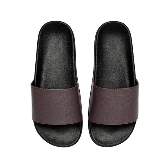 Minimalist Vegan Saffiano Leather Comfort Slides | Japanese Streetwear Sandals main image 8